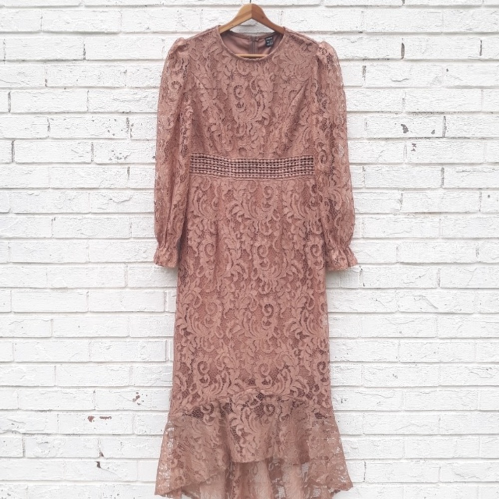 Tan Lace Mermaid Gown - Picture 3 of 3